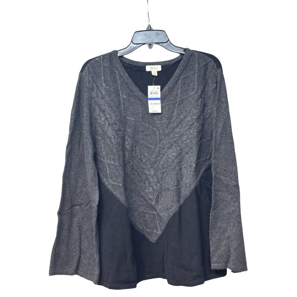 Style & Co Mixed Stitch Color block Sweater Tunic, Charcoal/Black, XL - Picture 1 of 10